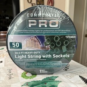 Gemmy Commercial Pro 50.5ft Heavy Duty Wire Reel Light String w/ 50 Bulb Sockets